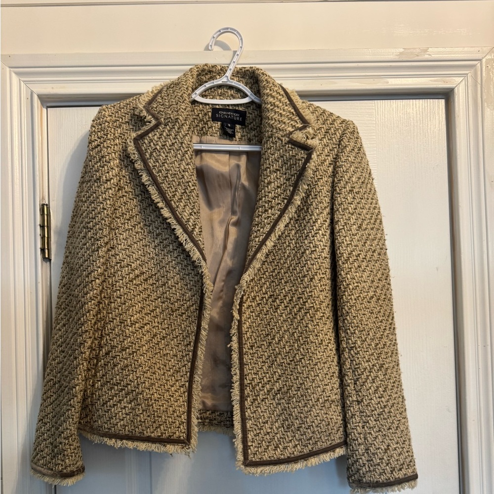 Jones New York Signature Tweed open front jacket